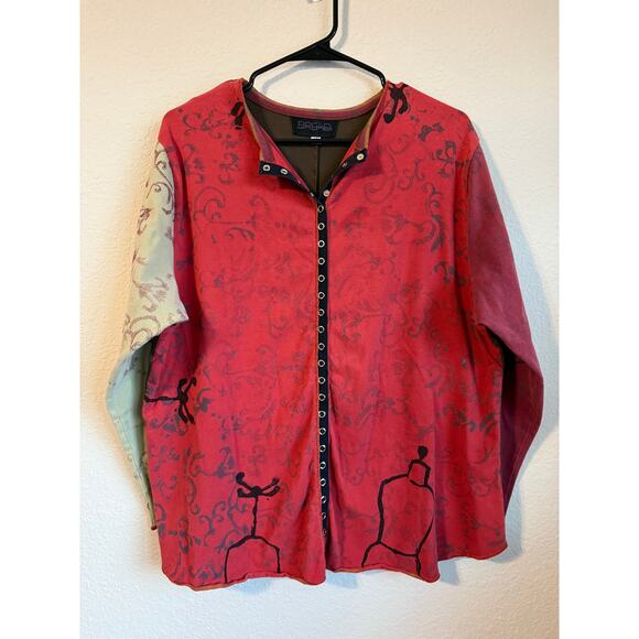 Vintage Art to Wear Top Bread Brand Women M Full Snap Dress Form Pattern Shirt - Picture 2 of 5